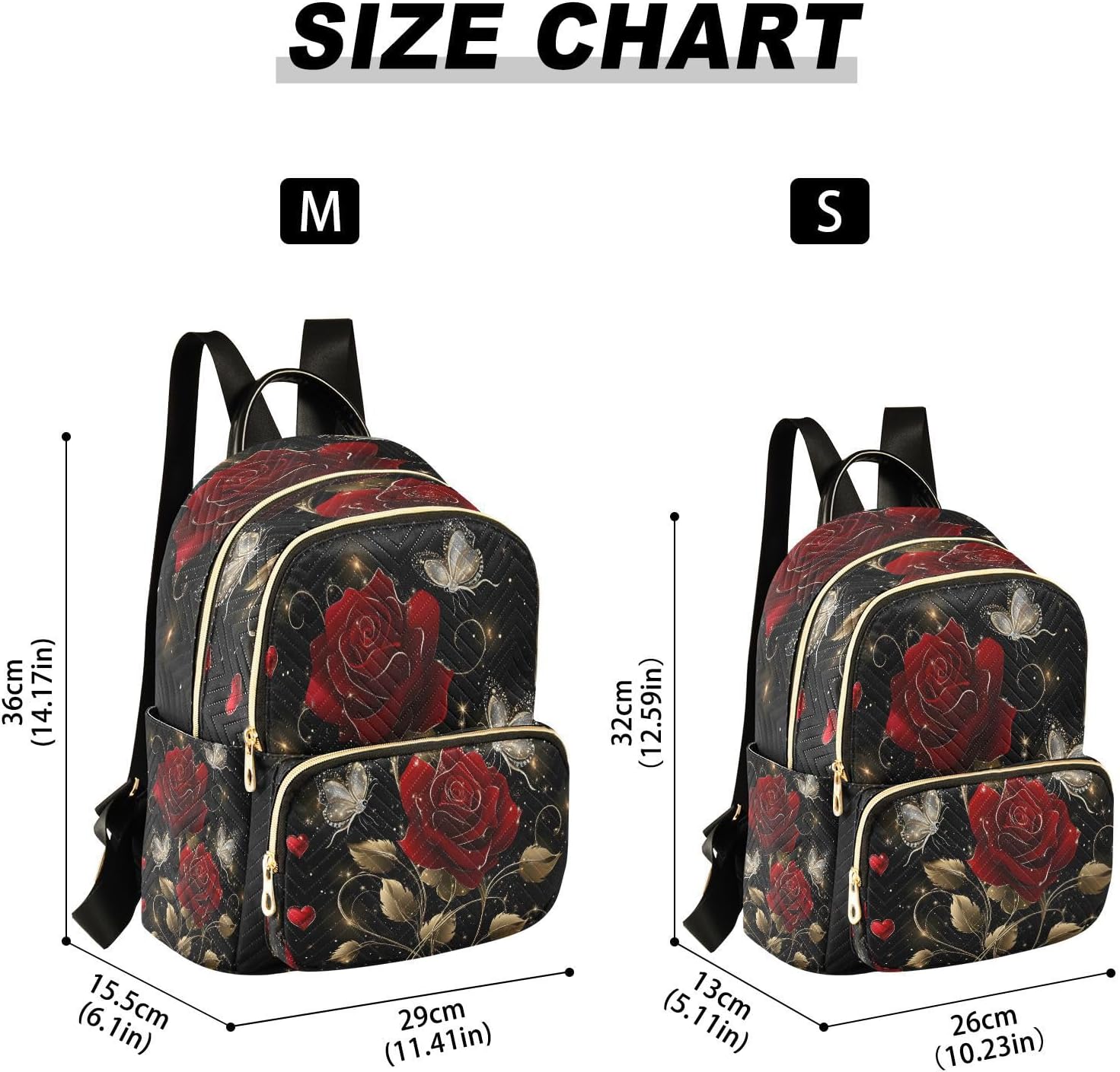 ALAZA Rose Butterfly Small Backpack Purse for Women Travel Bag Lightweight Shoulder Bag Fashion Dayback