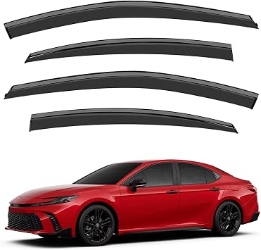 Outside Mount Rain Guard Compatible with Toyota Camry 2025 2026 Window Visor Window Wind Deflector Shield Cover Vent Visor with 304 Stainless Steel Trim