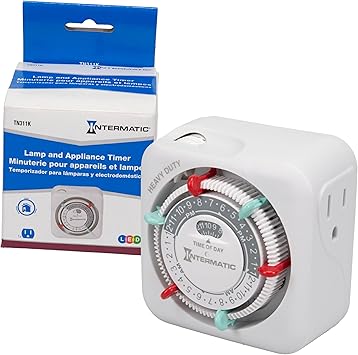 TN311 Heavy-Duty 24-Hour Indoor Mechanical Plug-in Timer - Efficient Control, Customizable Scheduling - Timer for Lighting, Fans & Small Appliances