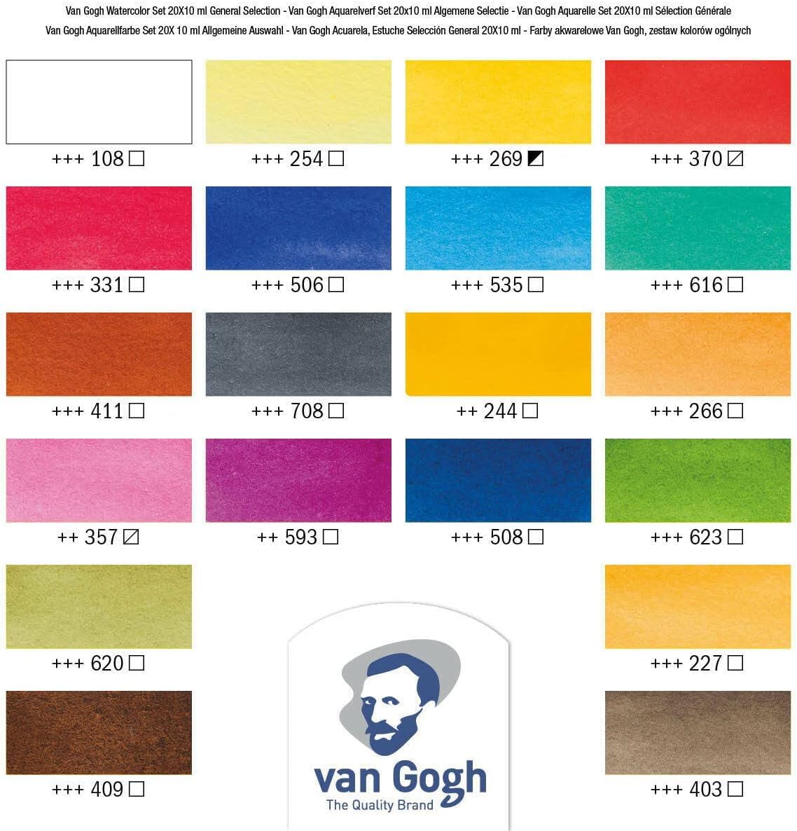 Van Gogh - Aquarelle Van Gogh 20 tubes x 10ml + 1 cartes postales ET 1 Estompe