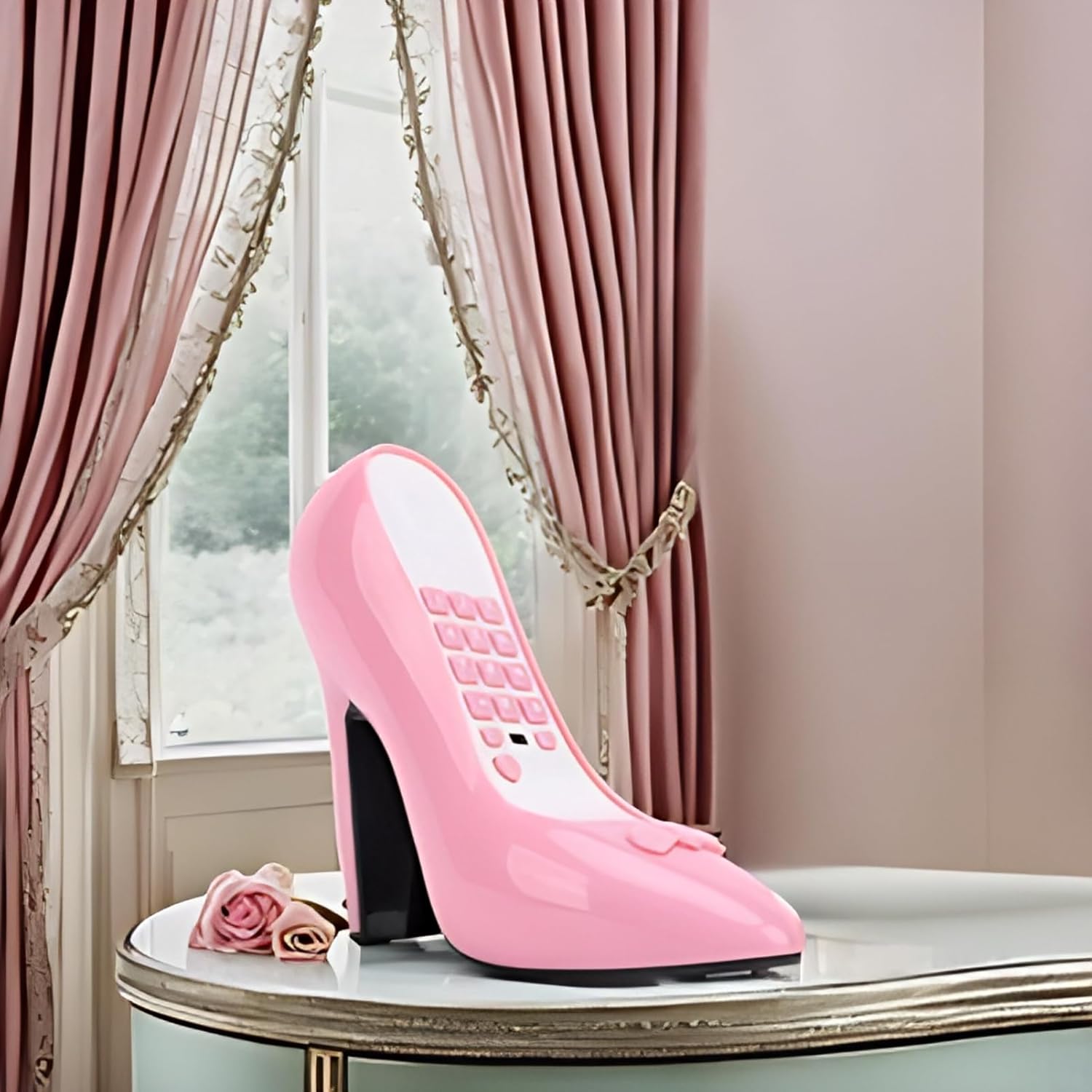 Teléfono de sobremesa con forma de zapato de tacón alto