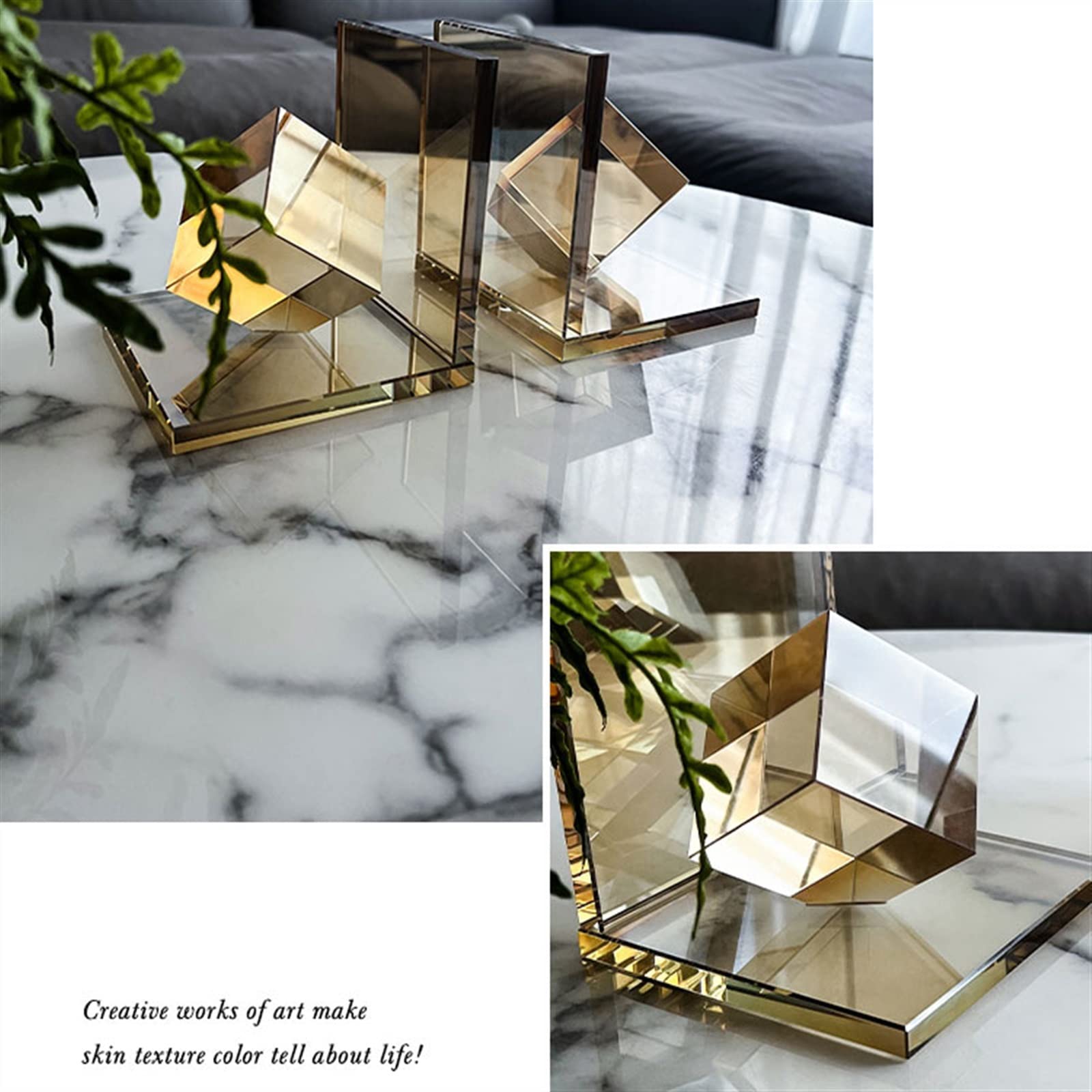 fermalibri Fermalibri decorativi con design geometrico in cristallo quadrato, for libri, riviste, riviste, tavolo moderno for la casa e l'ufficio o decorazioni da scrivania fermalibri per mensole