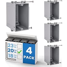 OHLECTRIC 1-Gang New Work Outlet Box, 20 Cubic Inch 4-Pack Single Gang PVC Electrical Box Captive Nail Mounting, Non-Metallic PPO/PVC Plastic Construction Boxes GFCI Outlets Dimmers, UL/ETL Listed