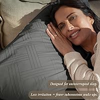 Vista 5 de Threadmill Sábanas para Cama Individual – 800 Número de Hilos Jacquard Celine Gris Oscuro, 100% Algodón Natural Juego de Cama de 3 Piezas a Rayas