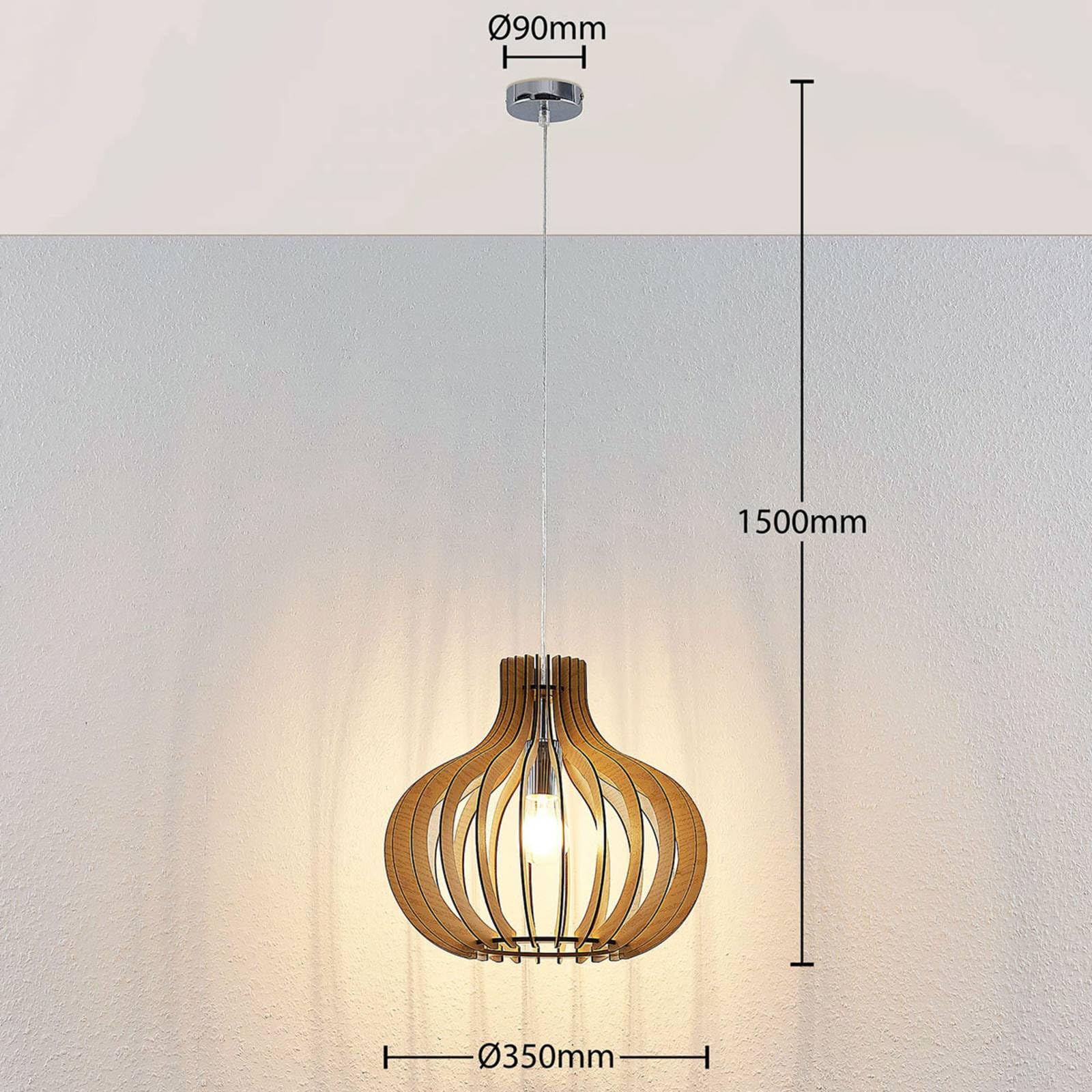 Lindby Lampada a sospensione dimmerabile (Scandinavo) colore Ocra, in Legno ad es. Soggiorno & Sala da pranzo lampada legno soffitto