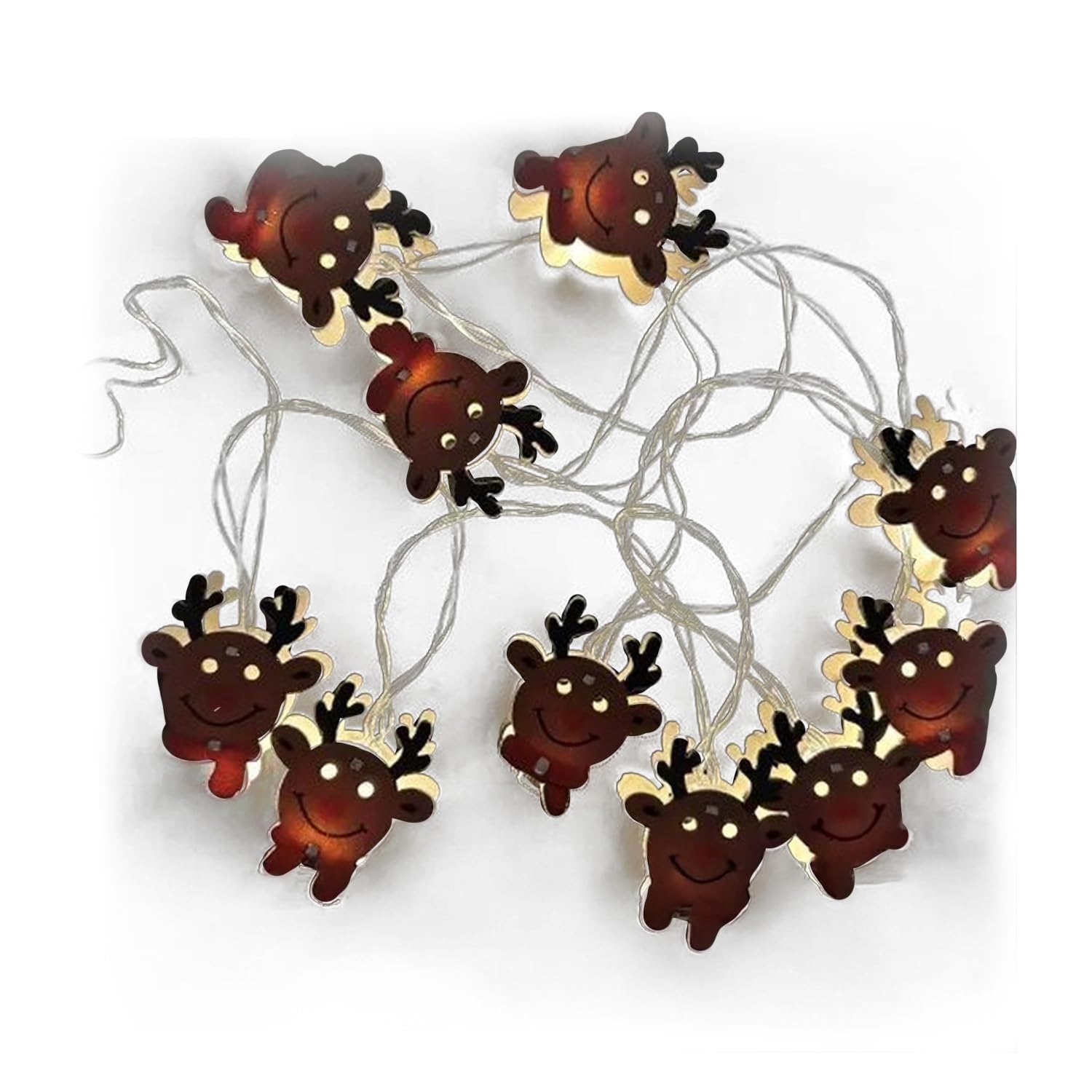 VoltShine 3AA Battery Operated LED Fairy Lights Deer Hanging Wooden String Lights Warm White 1.5m for Christmas and Holiday Decoration