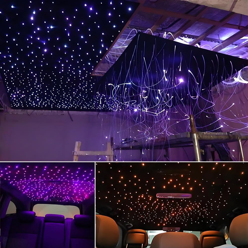 AKEPO 16W RGBW Twinkle Fiber Optic Lights, 550pcs 13.1ft/4m 0.03in Optical Fibers+RGBW+Music Activated+APP & Remote Controller Starlight Headliner Kit for Car/Home