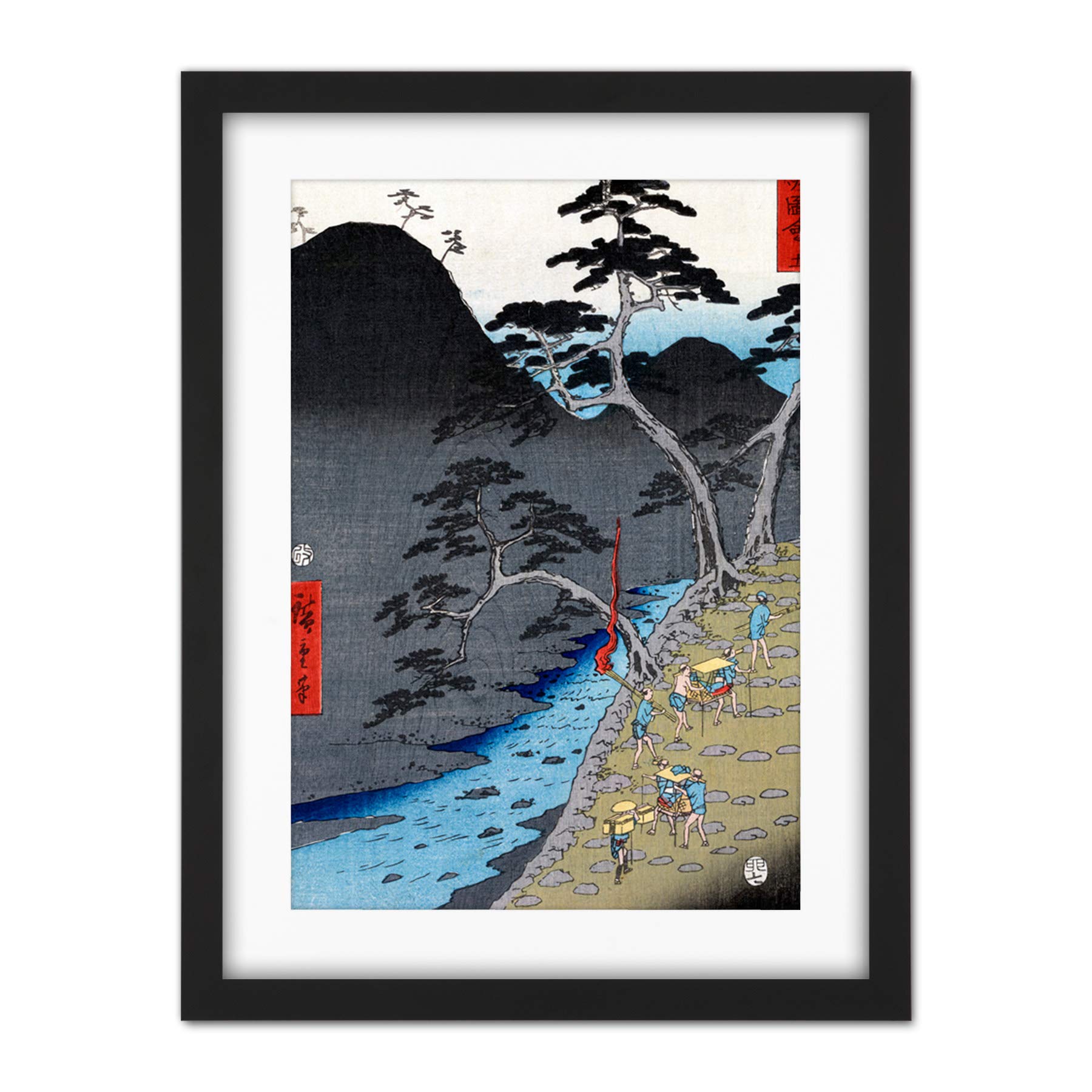 Wee Blue Coo Utagawa Hiroshige Hakone Japan Artwork Framed Wall Art Print 18X24 Inch