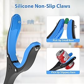 43 Grabber Reacher Tool, Foldable Reacher Grabber Pickup Tool with 360 Rotating Jaw & Two Magnets, Extra Long Trash Picker Upper Grabber, Extension Grabbers for Seniors, Blue