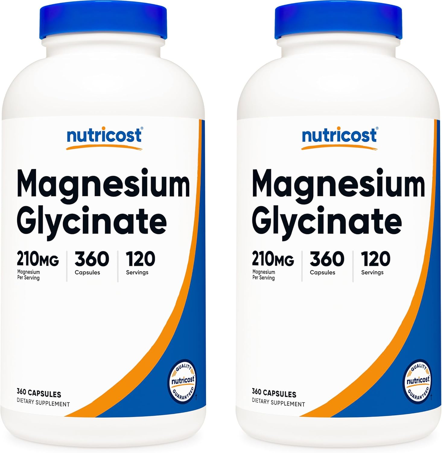 Nutricost Magnesium Glycinate Capsules (360 Capsules, 210 mg Per Serving) - Magnesium Glycinate Supplement for Gentle Absorption