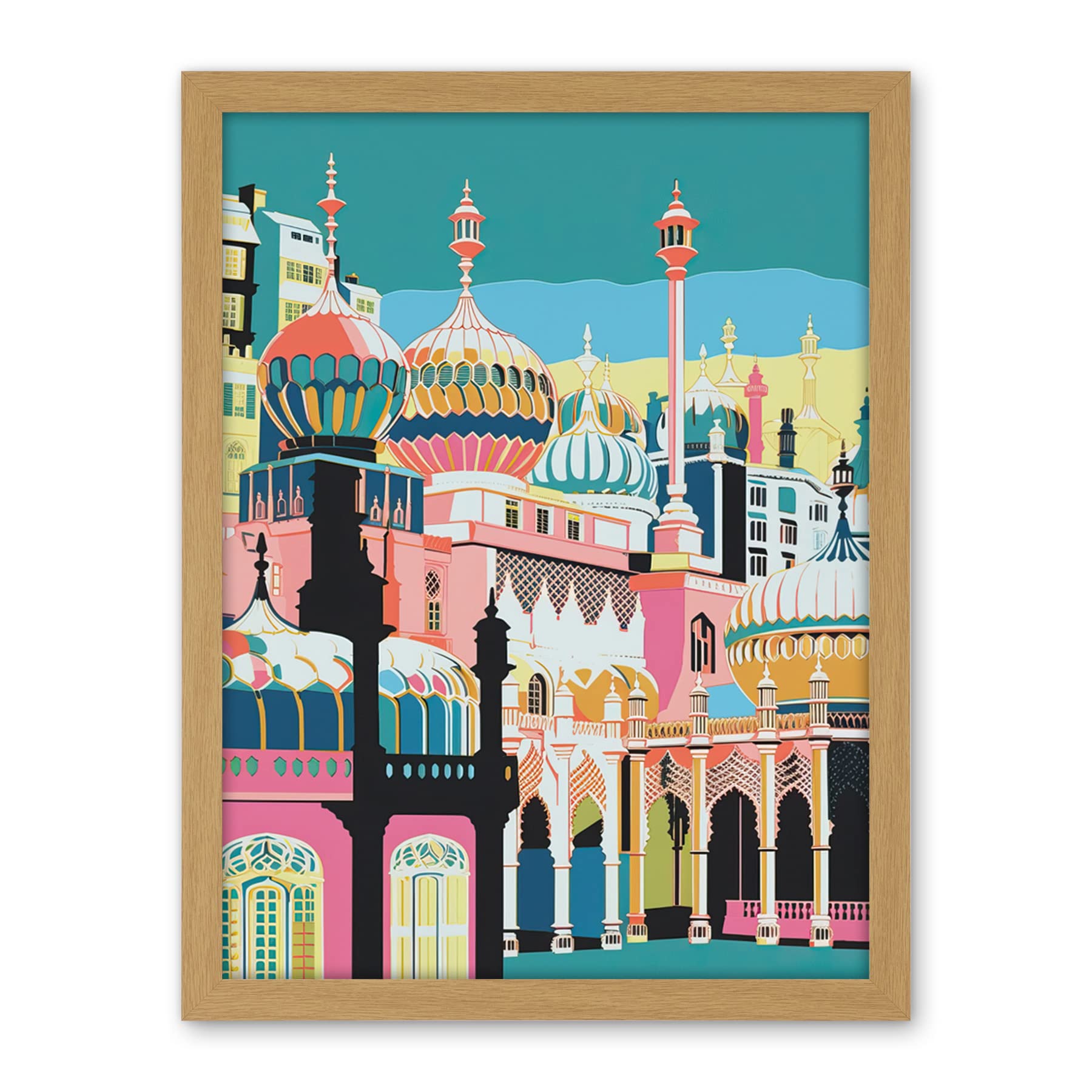 Artery8 Brighton Royal Pavilion Multicoloured Architecture Artwork Framed Wall Art Print 18X24 Inch