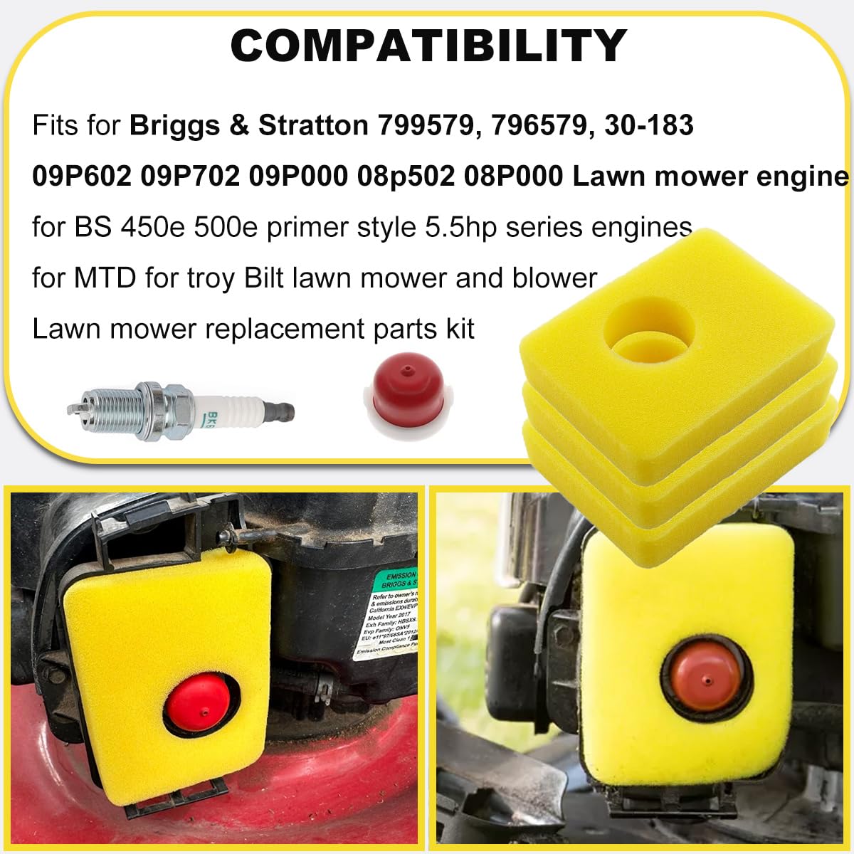 2 Filtri Aria CNORNUS Per Briggs & Stratton - Compatibili Con 300E, 450E, 500E, 550E E Modelli OREGON/STENS - Foto 2