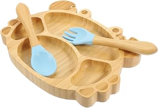 TOYANDONA 1 Conjunto De Louça De Bambu Talheres Para Idosos Placa De Alimentação De Madeira Placa De Sucção Dividida Placa De Sucção Terno Do Bebê Criança Suprimentos De Alimentação Agarrar