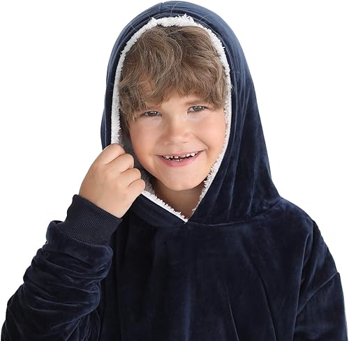 Vista 5 de LetsFunny Manta con Capucha, Sudadera Manta de Forro Polar Sherpa de Gran Tamaño Usable, Súper Suave, Cálida y Acogedora con Bolsillo Gigante