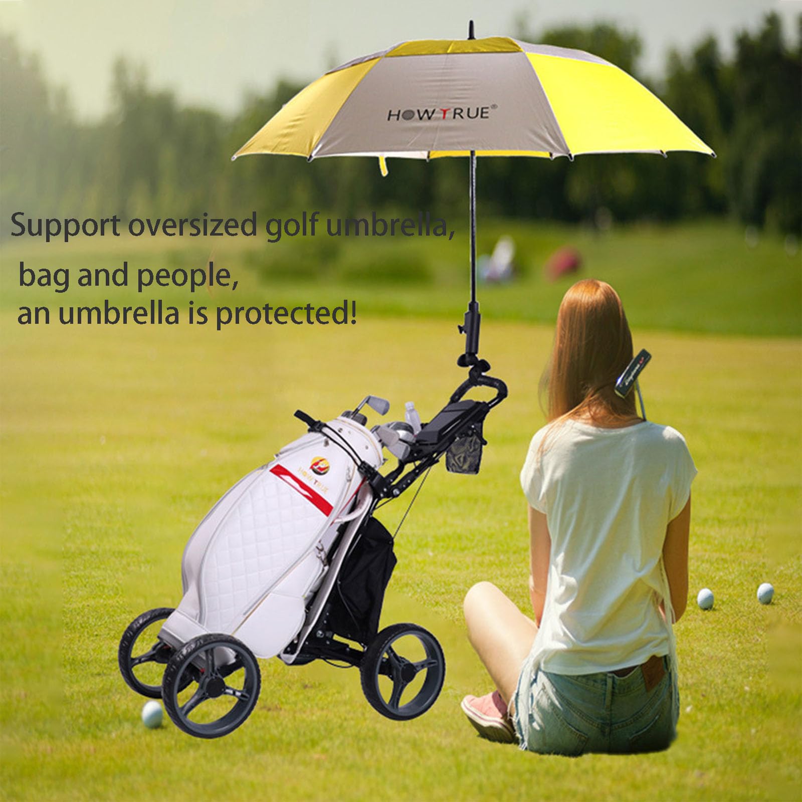 Uchwyt na parasol golfowy, wózek golfowy, uchwyt na parasol, regulowany wózek na parasol, plastikowy wózek golfowy, uchwyt na parasol, czarny, do wózków golfowych, wózków rowerowych