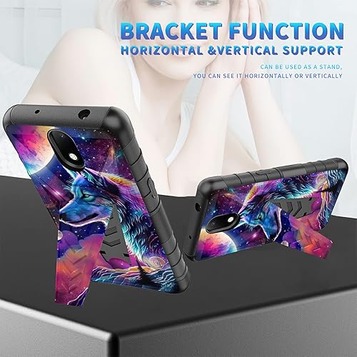 Miniatura 274 de AT&T Calypso 2 (U319AA) Funda con protector de pantalla de vidrio templado resistente con función atril integrado para debut de críquet, ciervo