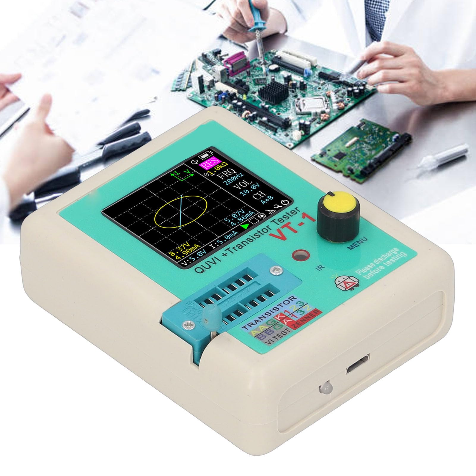 FTVOGUE Tragbarer VI-Kurventester, Tragbarer VI-Analysator, Kompaktes -Diagnosetool für die Reparatur von Leiterplatten, Transistoren, Kondensatoren und Widerstände