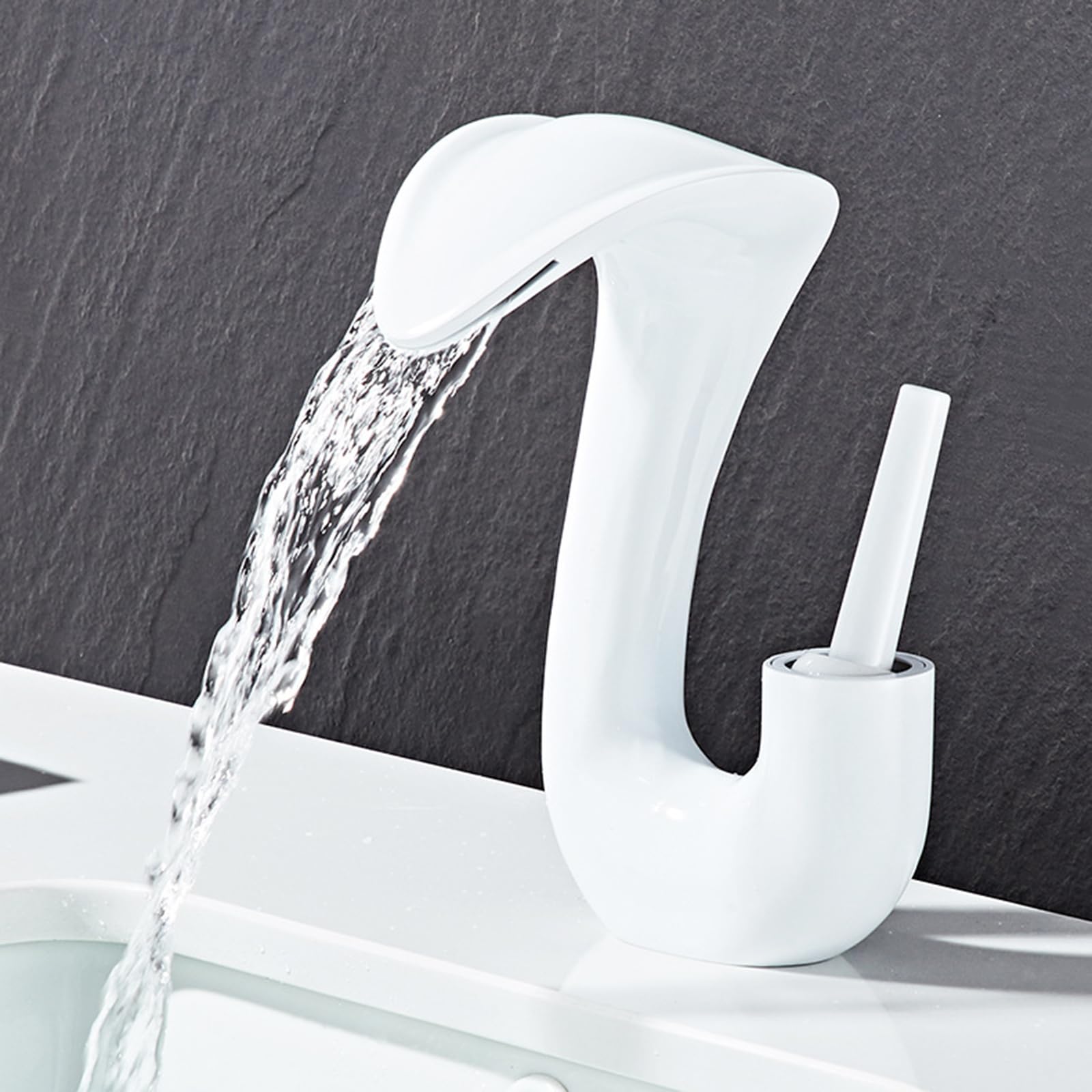 Mitigeur céramique cascade pour salle de bain moderne à double commande eau chaude