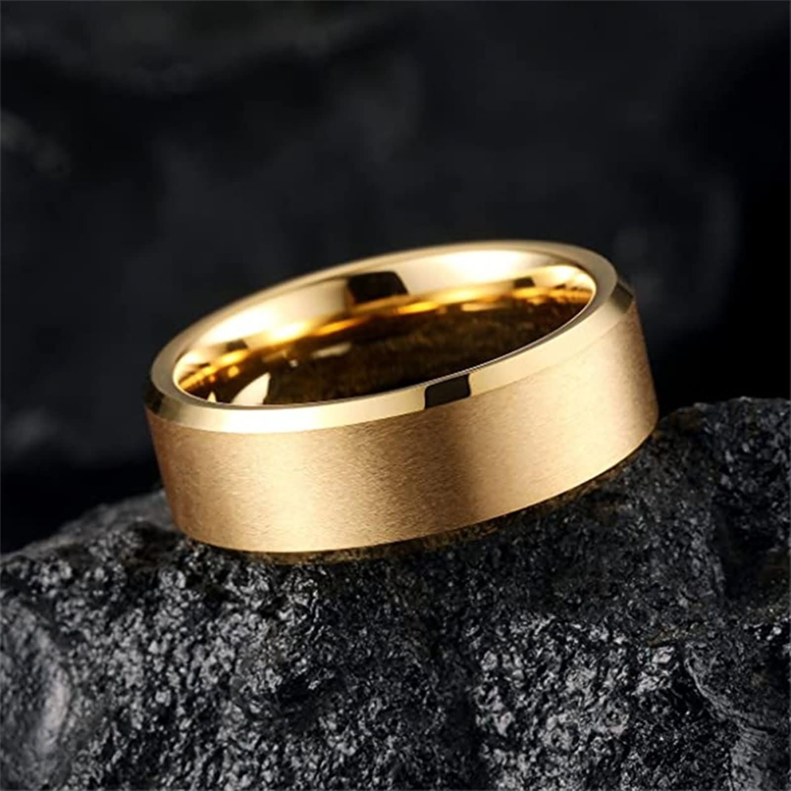 Damskie pierścionki męskie wolfram z grawerunkiem, 2 mm/4 mm/6 mm/8 mm/10 mm szczotkowane okrągłe, męski czarny pierścionek