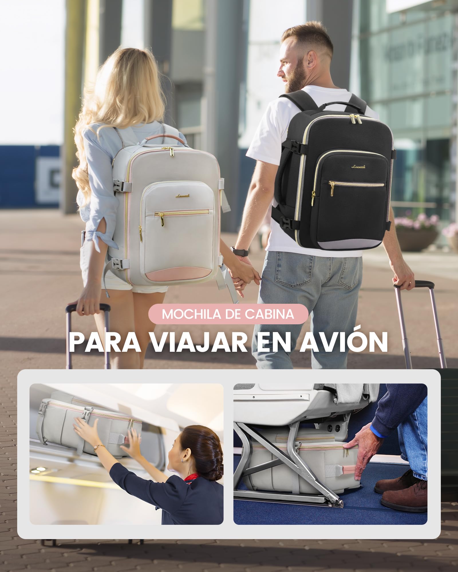 LOVEVOOK Mochila Viaje Cabina Avion 45x36x20cm, EasyJet Cabin Bag Mochilas Maletas de Viaje, Impermeable Bolsa Travel Backpack Mochila Viagem Equipaje de Mano