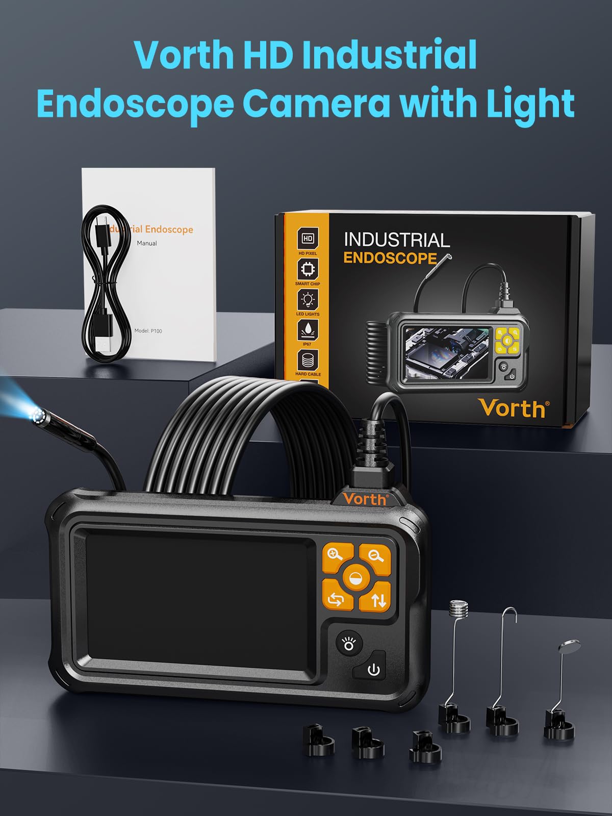 Endoscope Camera with Light, 4.3" IPS Screen 1080P Borescope with 8 LED Lights, Semi-Rigid Cable Snake Camera, IP67 Waterproof Sewer Inspection Men Tool - 16.5FT-Single Lens — Amazon image 8