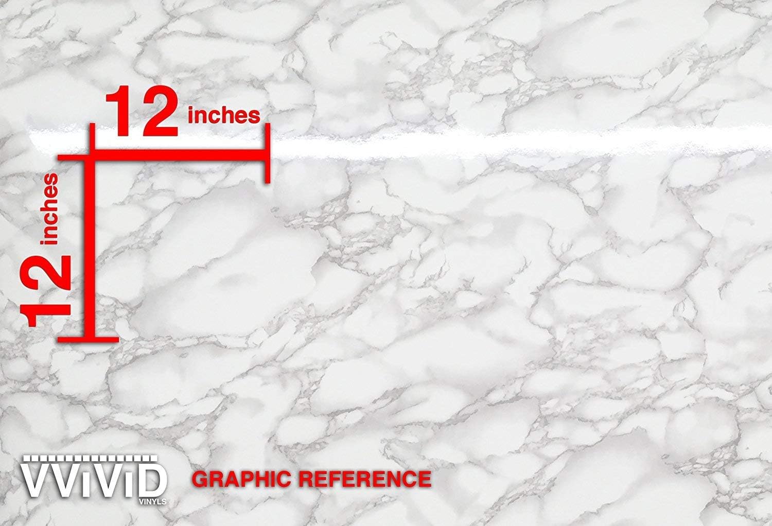 VViViD White Grey Marble Gloss Adhesive Wrap Vinyl (16" x 78" (2 Pack))