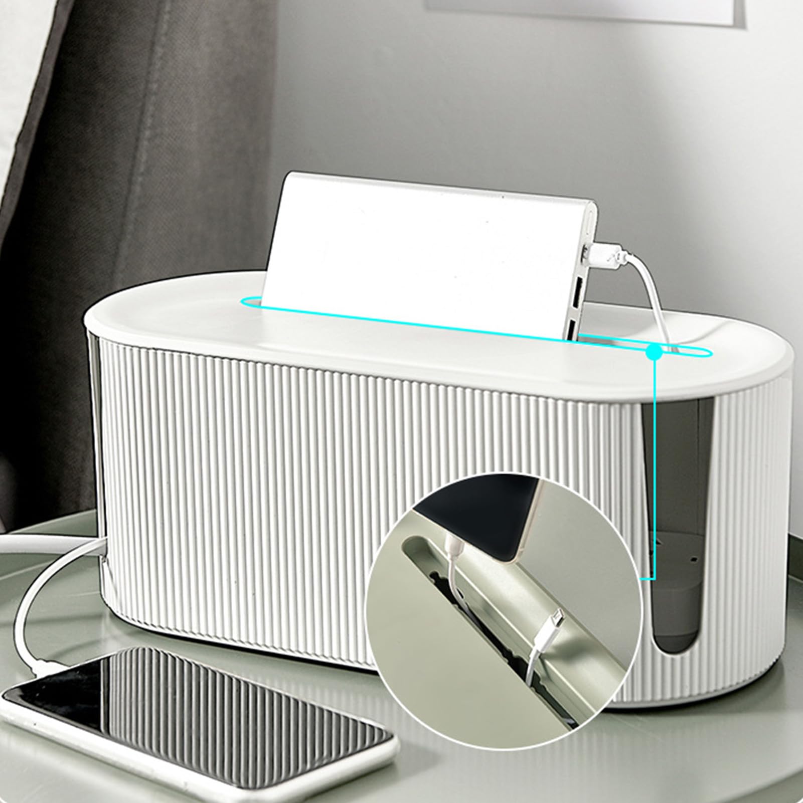 Power Cable Organizer Box, Cable Management Box, Holder Case for Home, Dormitory, Office, Cord Organizer, Cable Storage Box