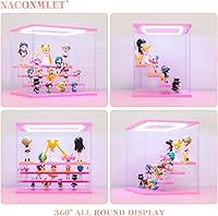 Vista 5 de Vitrina de acrílico transparente para exhibición de figuras Pop Mart, vitrina de almacenamiento Funko Pop con iluminación, a prueba de polvo