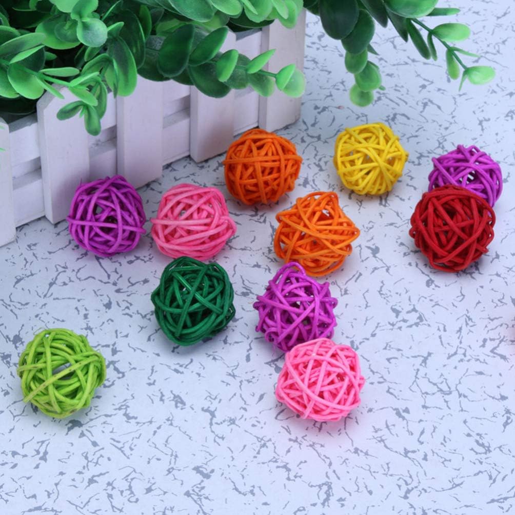 POPETPOP 10Pcs Willow Rattan Balls Bird Parrot Chew Toys Bird Cage Hanging Ornament for Small Animals (Random Color)