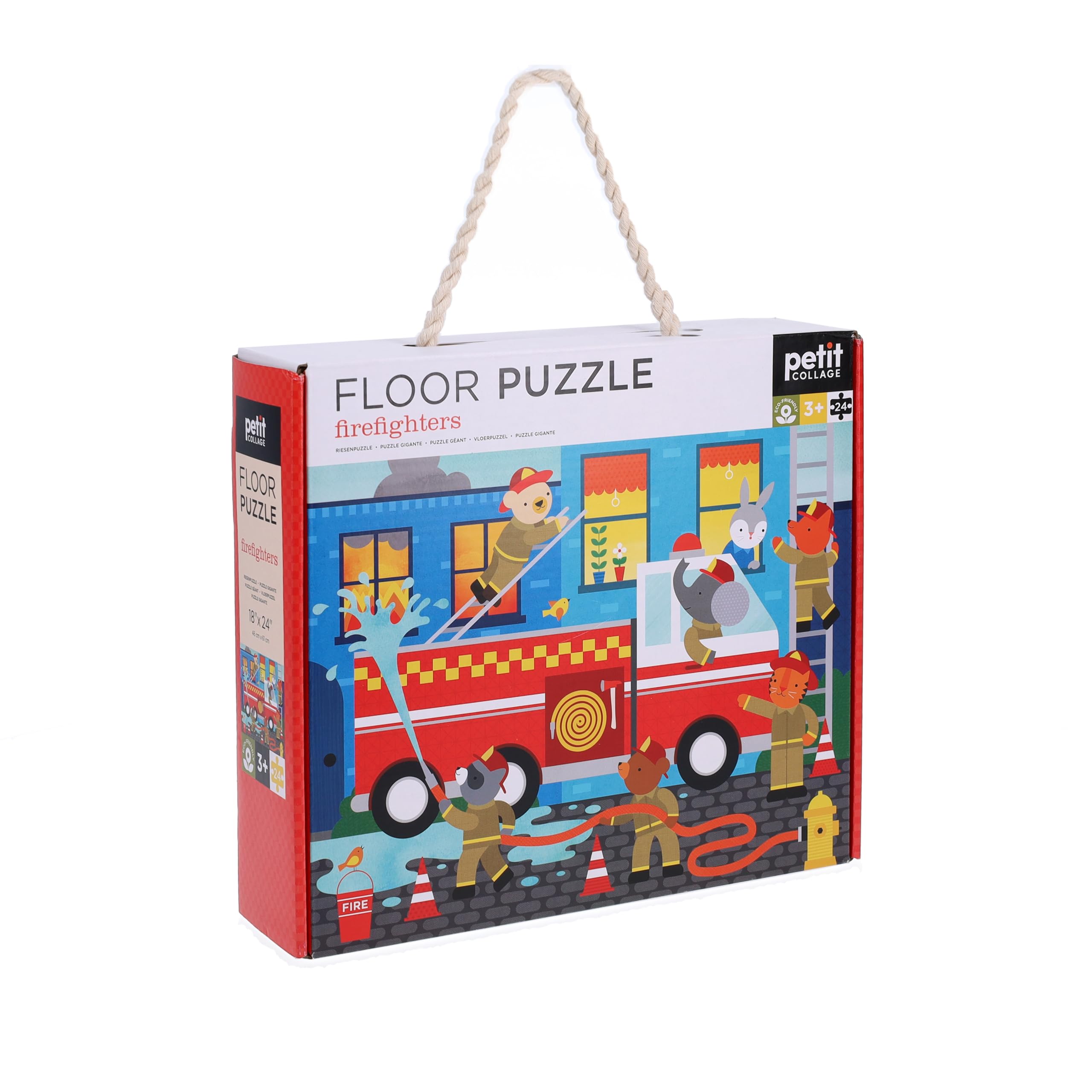Petit Collage Floor Puzzle, Firefighters, 24-Pieces - Large Puzzle for Kids, Completed Firefighter Puzzle Measures 18" x 24" - Makes a Great Gift Idea for Ages 3+ - Image 4