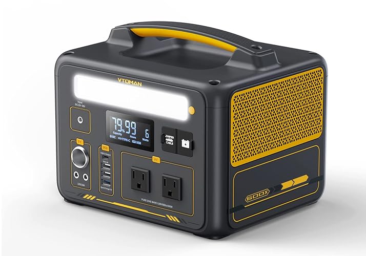 VTOMAN 600W Portable Power Station, LFP Battery Powered Generator with 2x 600W AC Outlets (Surge 1200W), 4x USB ports, 3x DC Output for Outdoor Camping, Vehicle Emergency, Electric Backup - 600W