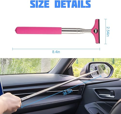 Miniatura 2 de Limpiador telescópico de espejo retrovisor para automóvil, con bandera estadounidense, herramienta de limpieza de niebla de vidrio con mango