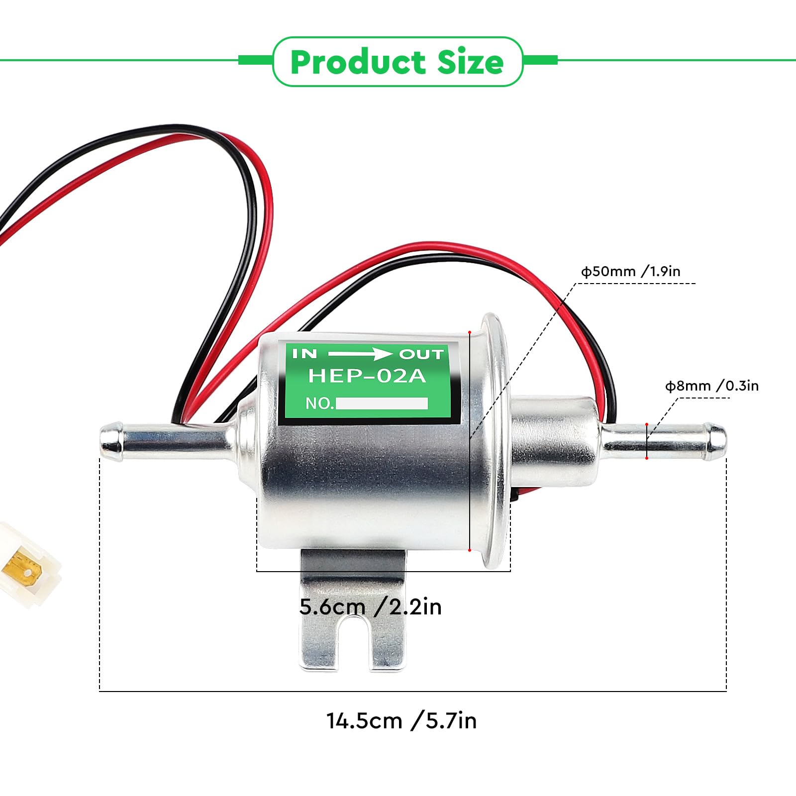 Pompe à Essence électrique 12V HEP-02A - Petit Et Léger, Facile à Installer - Pour Transfert De Carburant (essence, Diesel) - Alimentation Par Prise Allume-cigare - 8