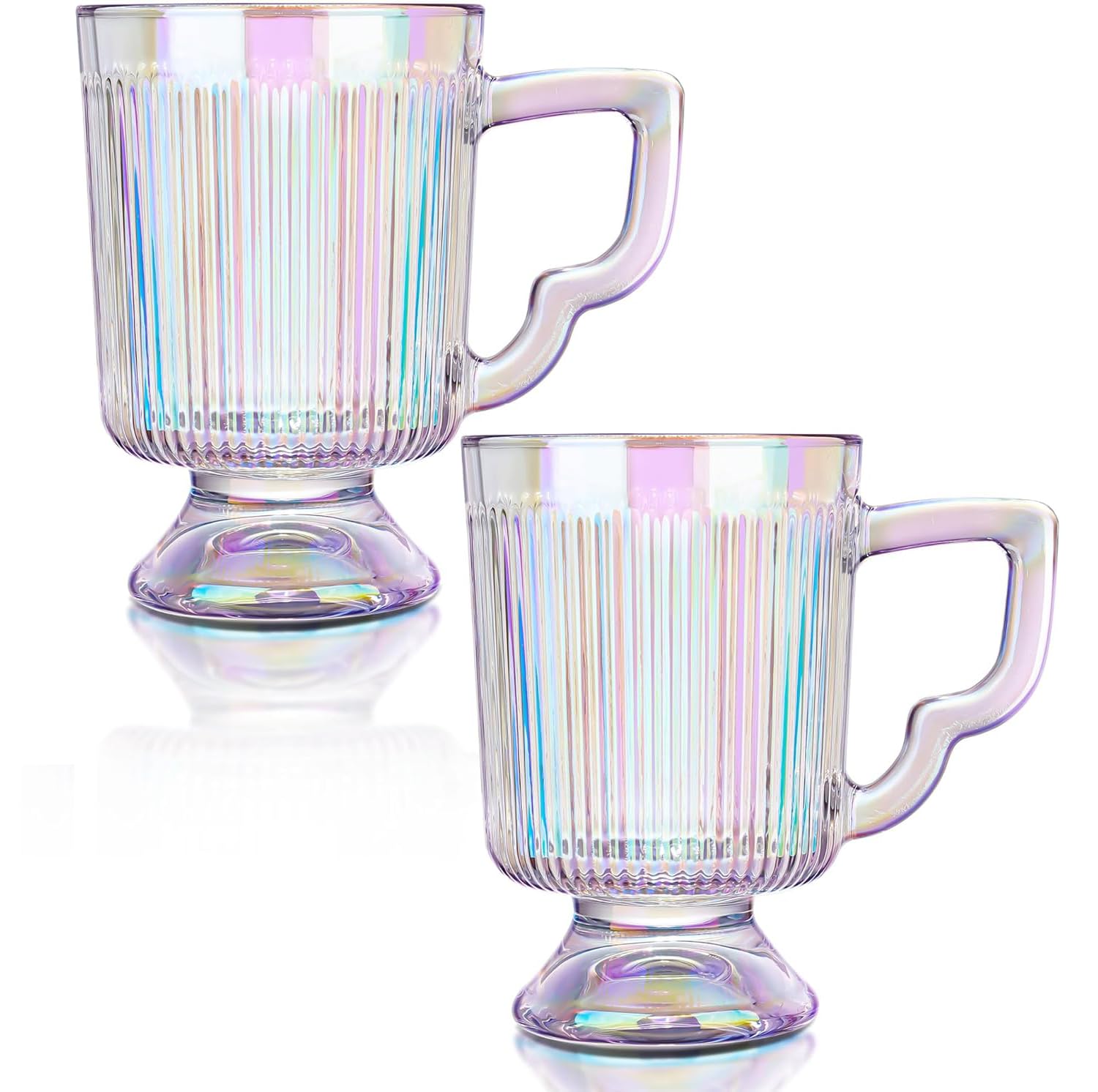 Joeyan Glass Coffee Mugs with Handle Set of 2