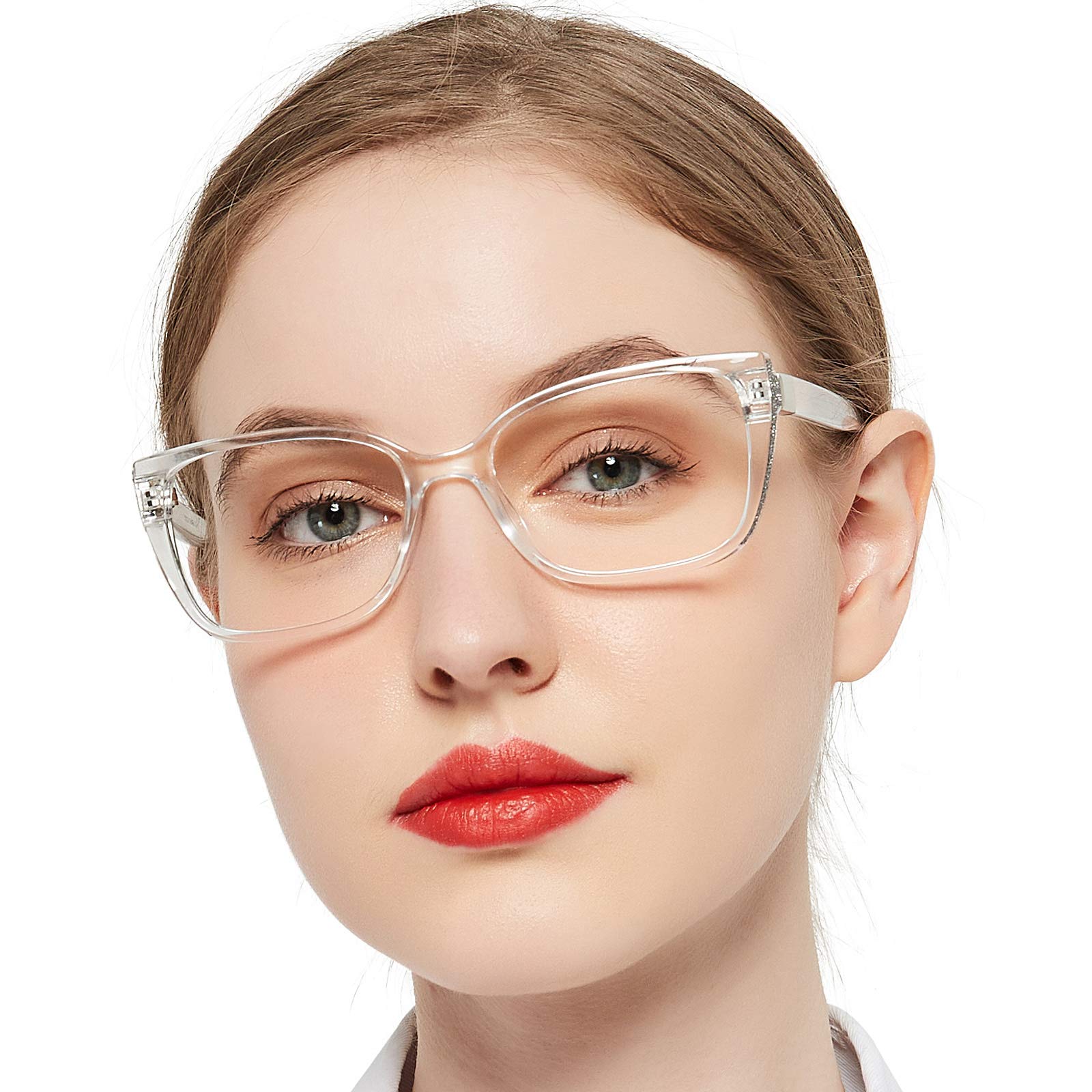 OCCI CHIARI Square Reading Glasses for Women 3.0 Clear Readers Glasses Womens Reading Glasses for Reading Sturdy Hinge (Transparent