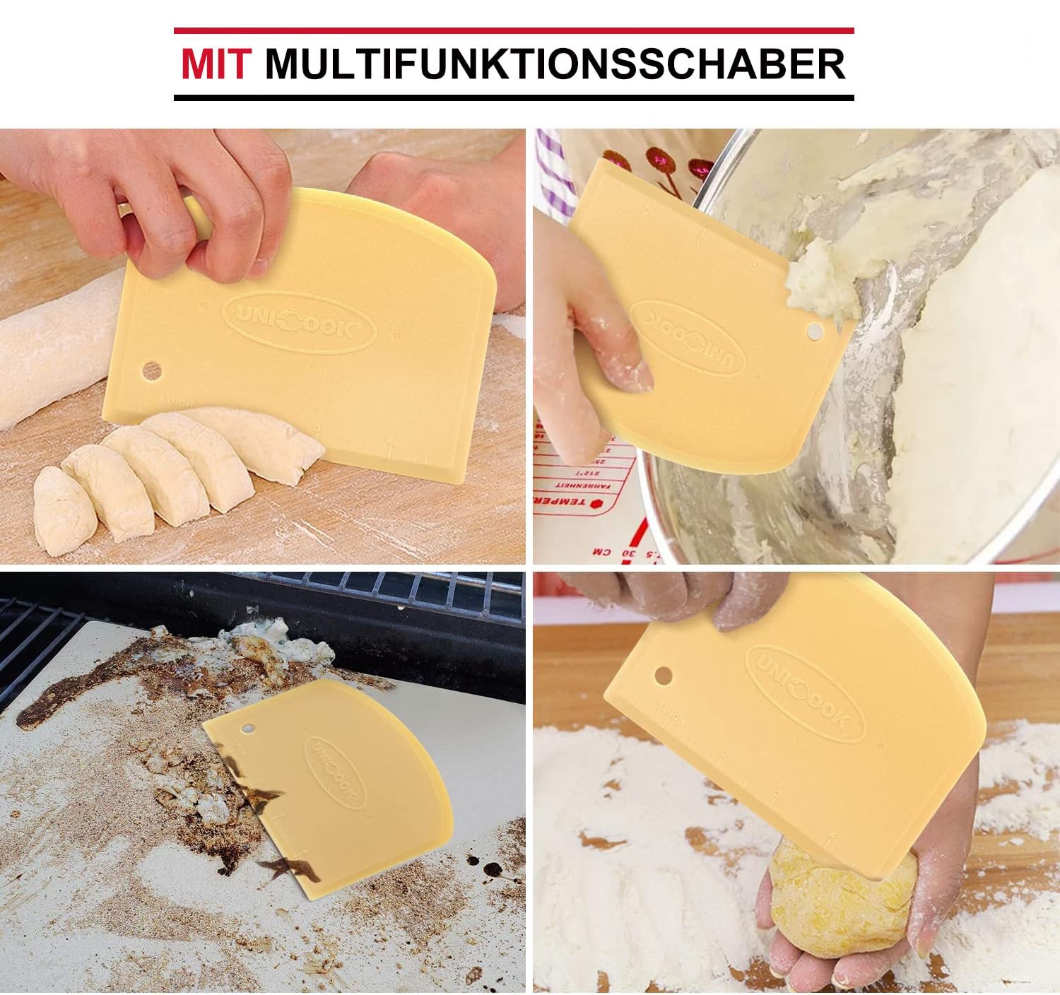 Unicook Pizzastein für Backofen und Grill, Cordierit Backstein, Passend zum Backen von Knuspriger Pizza, Brot und Flammkuchen, Rechteckig, Pizza Stein 38 x 30 cm