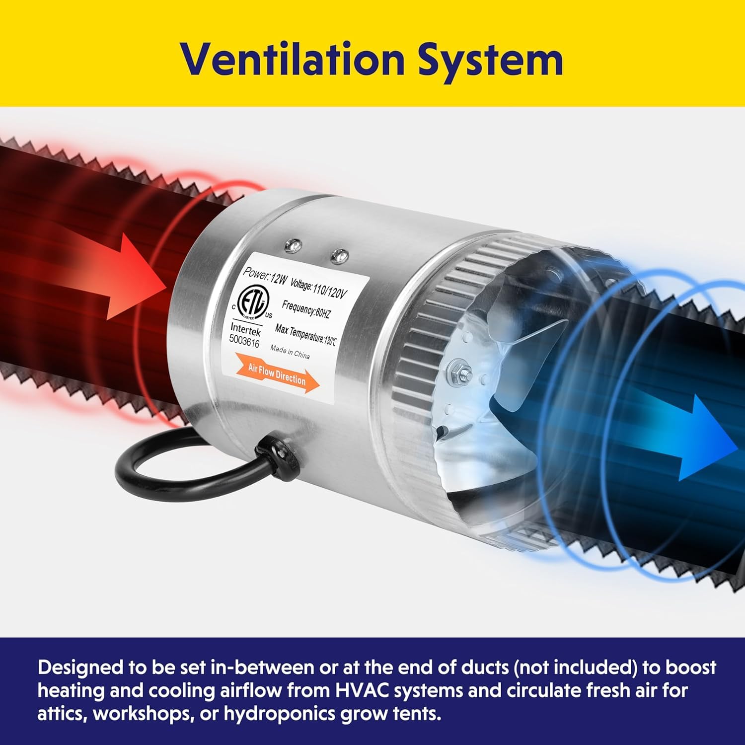 Vivosun Fan CAMNWAMN Inch Duct Fan, High Efficiency Inline