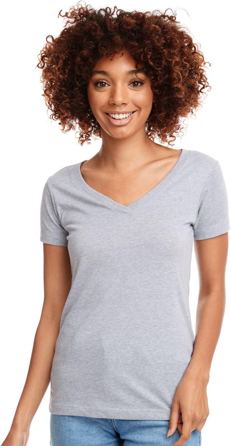 Next Level Lightweight The Ideal V-Neck T-Shirt, X-Large, Heather Gray