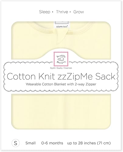 Miniatura 9 de SwaddleDesigns Saco de dormir de algodón, color amarillo pastel, grande de 12 a 18 meses, manta portátil con cremallera de 2 vías