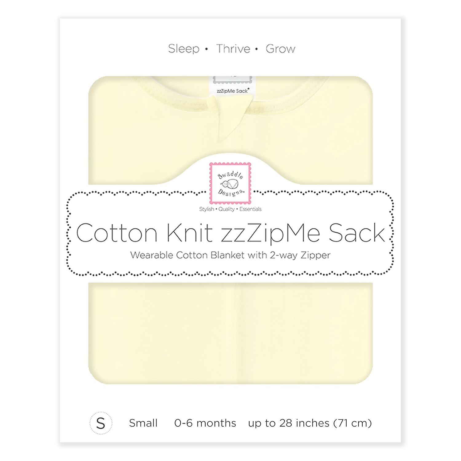 SwaddleDesigns Baby Sleep Sack 0-6 months, Cotton Knit Wearable Blanket with 2-way Zipper, Non-Weighted Sleeping Sack for Safer Sleep, Pastel Yellow, Small - Image 8