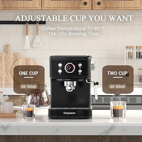 Miniatura 5 de Máquina de café expreso de 20 barras con espumador de leche de vapor, máquina de café expreso compatible con cápsulas originales NS 2 en 1, máquina