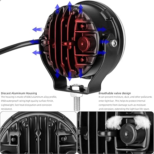 Miniatura 4 de Luces LED redondas de 3.5 pulgadas, antirreflejo, todoterreno, luces antiniebla para conducción, luces puntuales para camiones, carritos de golf,