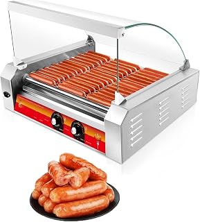1700W Hot Dog Rollers,30 Hot Dog Capacity 11 Non-stick Stainless Steel Rollers,Hot Dog Machine With Dust Cover,Hot Dog Roller Machine With Dual Temp Control And Led Light/Detachable Drip Tray (sliver)