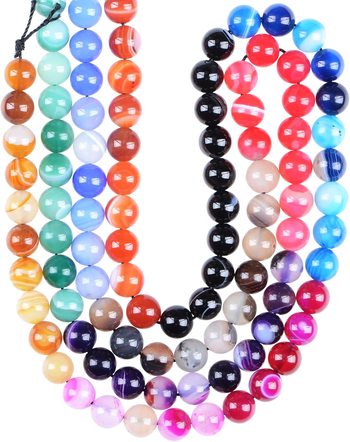 Massive Beads 100PCS 8MM Natural Crystal Beads Stripe Agate Gemstone Round Loose Energy Healing Beads with Free Crystal Stretch Cord for Jewelry Making (Stripe Agate, 8MM) 8MM Stripe Agate