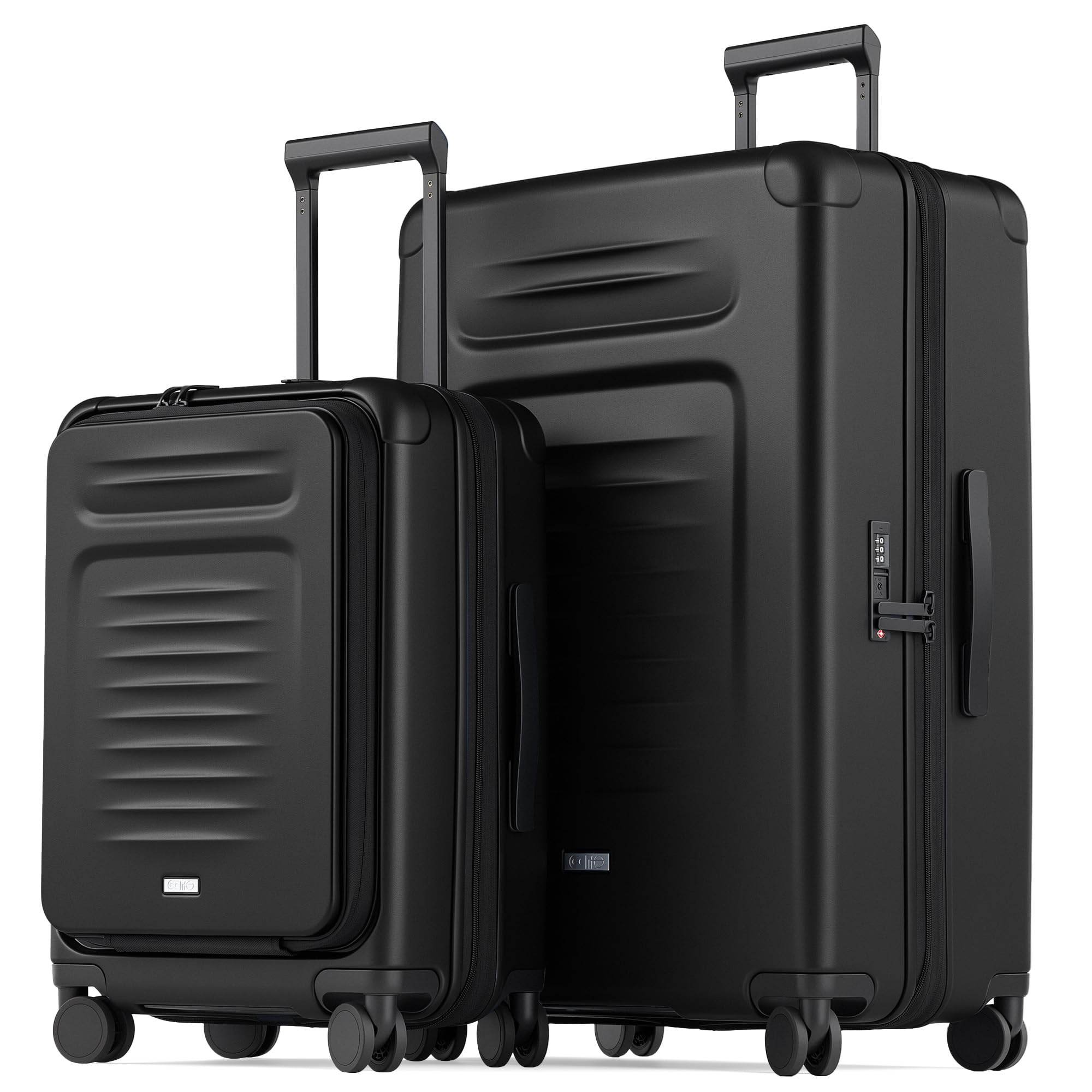 Expandable Luggage with TSA Lock 2 Piece Set Black