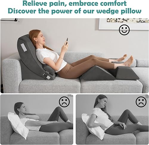 Miniatura 6 de 5 almohadas de cuña para dormir, almohadas ortopédicas de cuña para después de la cirugía, almohada triangular de espuma para sentarse en la