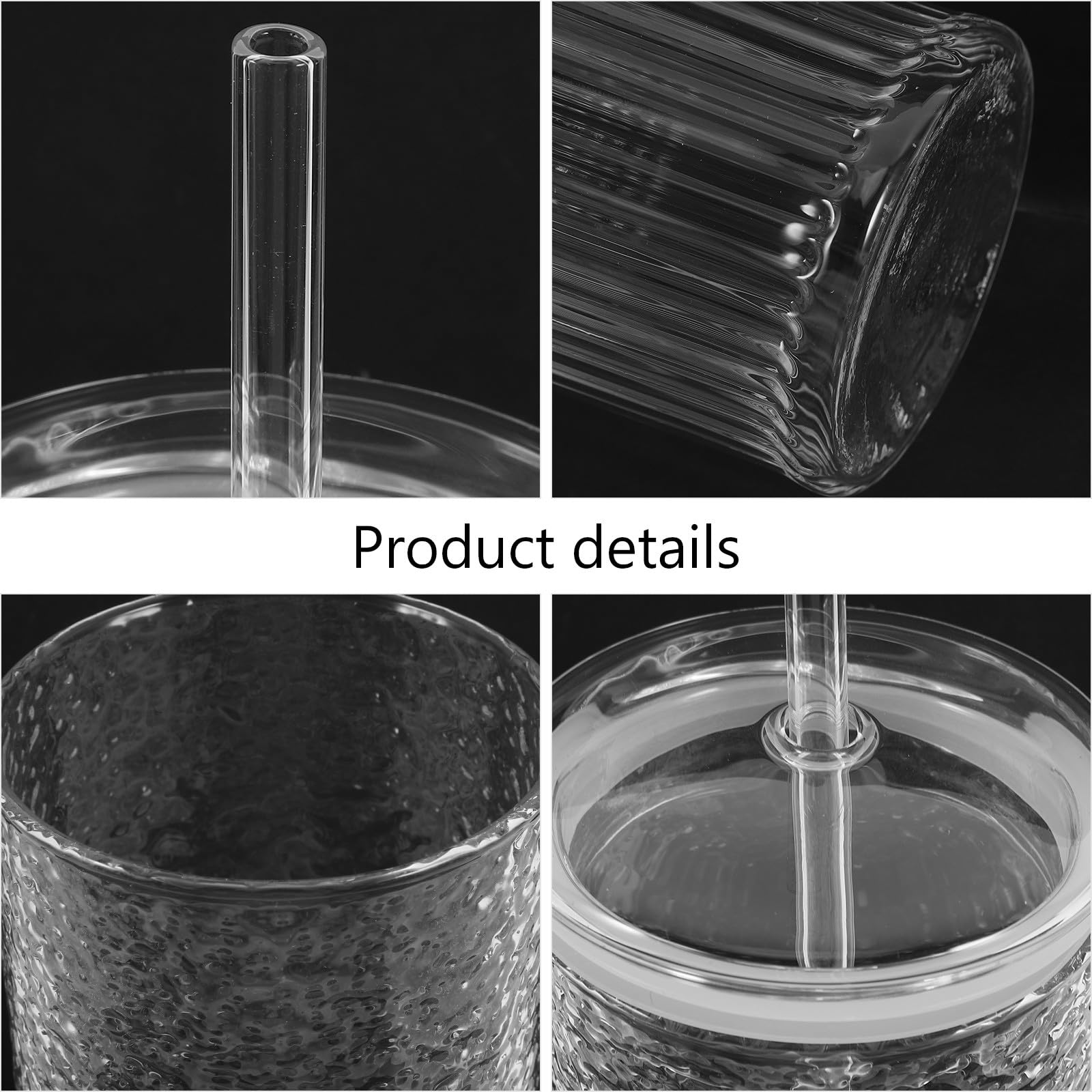 Angoily Glas Trinkbecher Großes Fassungsvermögen Glatte Oberfläche 650ml 2 Stück mit Deckel und Strohhalm für Cafés und Hotels