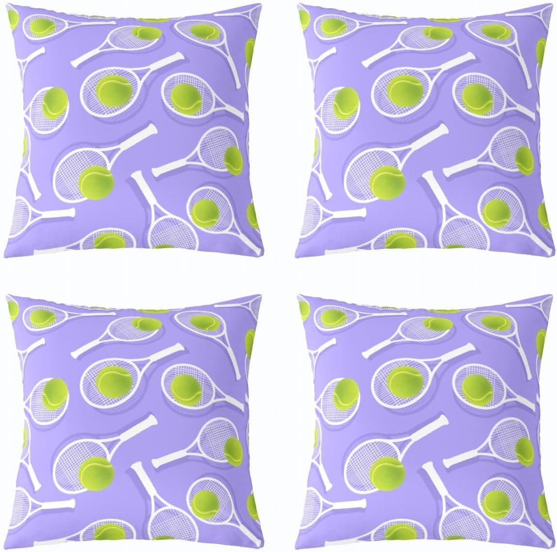 Erosebridal Kids Tennis 16x16 Throw Pillow Cover, Racket Sports Soft Cushion Cover for Boys Girls Tennis Lover, Purple Ball Games Cushion Case for Sofa, Player Activity Decorative Square Pillowcase image 3