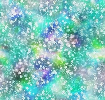 FlashPhoenix Quality Sewing Fabric Garden Bliss by Turquoise Flower 100% Cotton Fabric by The Size; by The Half Yard 18 x 44
