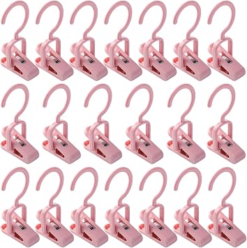 20 Pack Heavy Duty Clothes Pins, Boot Hangers for Closet, Laundry Hook Hanging Clips Clamps for Closet Organizer Pants Hats Socks Towels Clips Pink